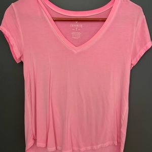American eagle hot pink v neck tee
